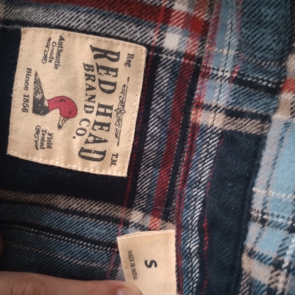 RED HEAD Brand Co. Men's size small blue and red plaid button-down shirt - Picture 3 of 3